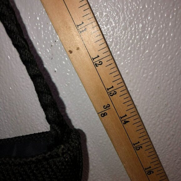 Lina Shoulder Bag Woven Zip Top Black Knit Handbag Purse Boho Hobo - Picture 6 of 12